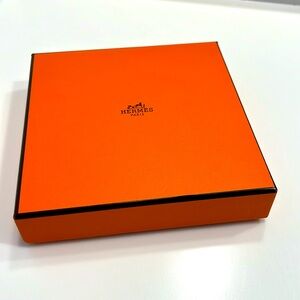 Hermes empty gift box measuring 6” x 6” x 1-3/8”
